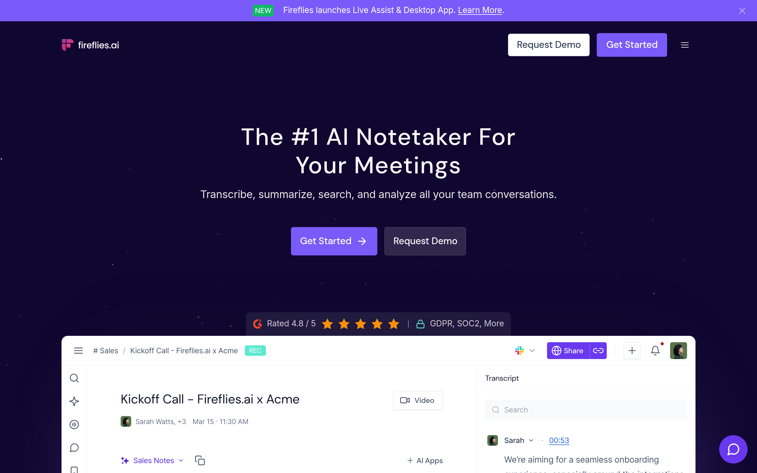 Fireflies.ai product screenshot