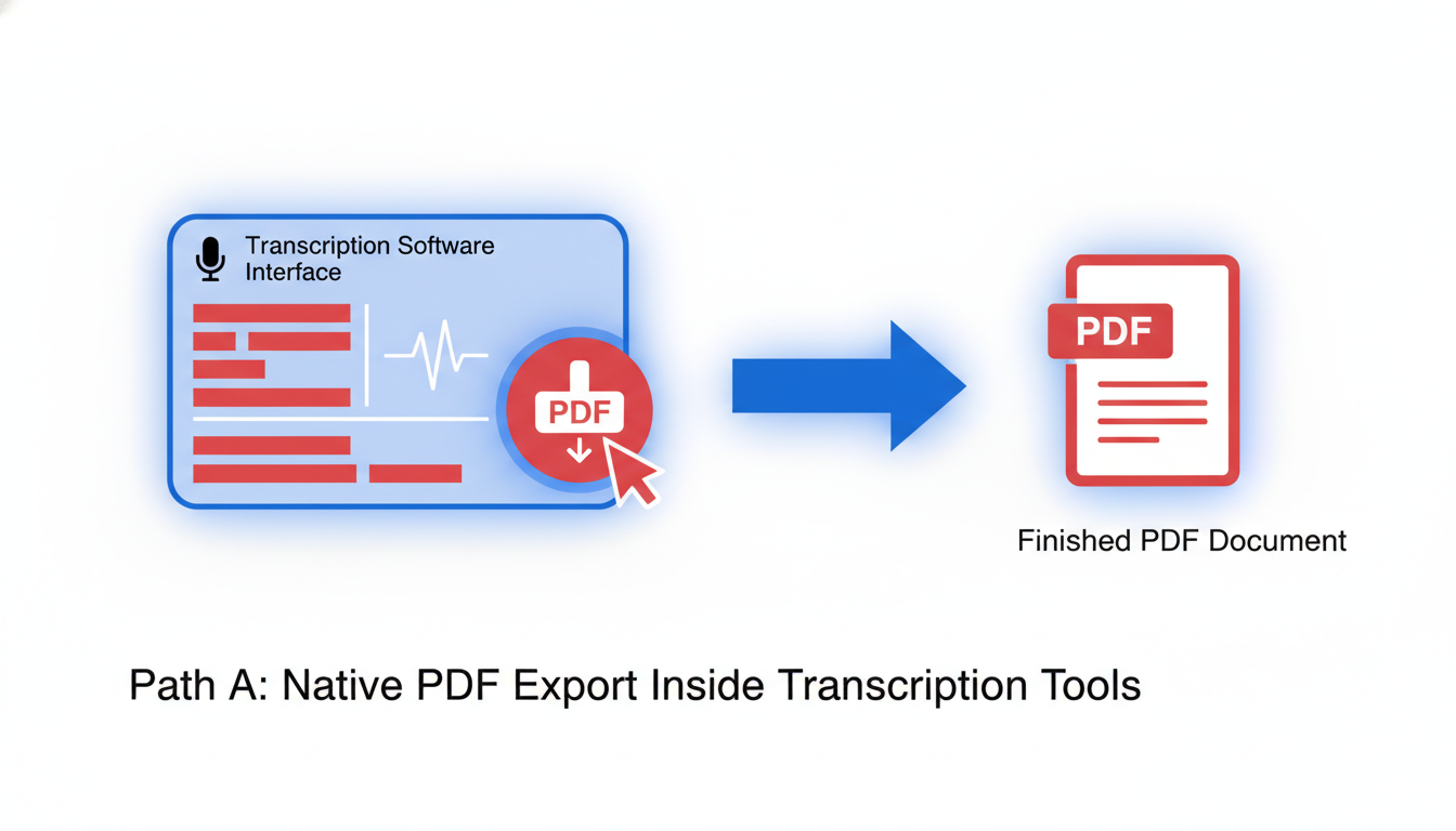 Illustration for Path A: Native PDF Export Inside Transcription Tools