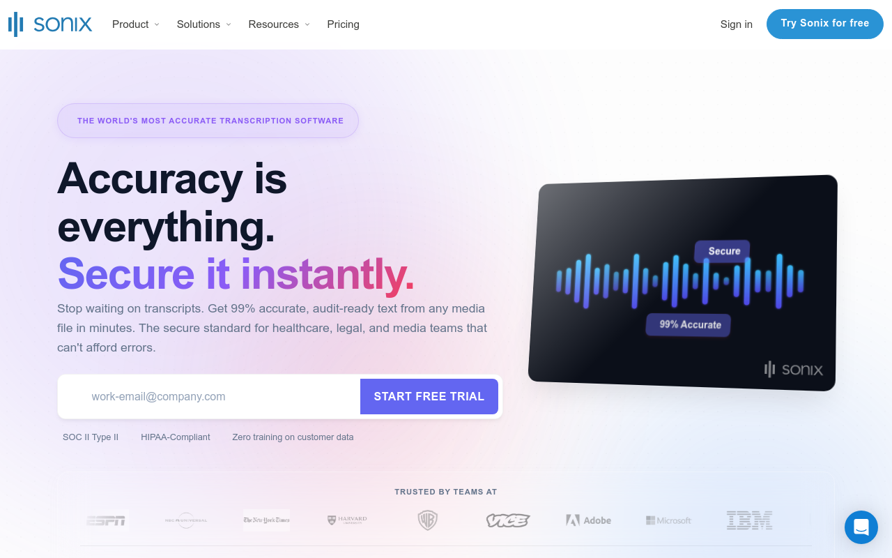 Sonix product screenshot