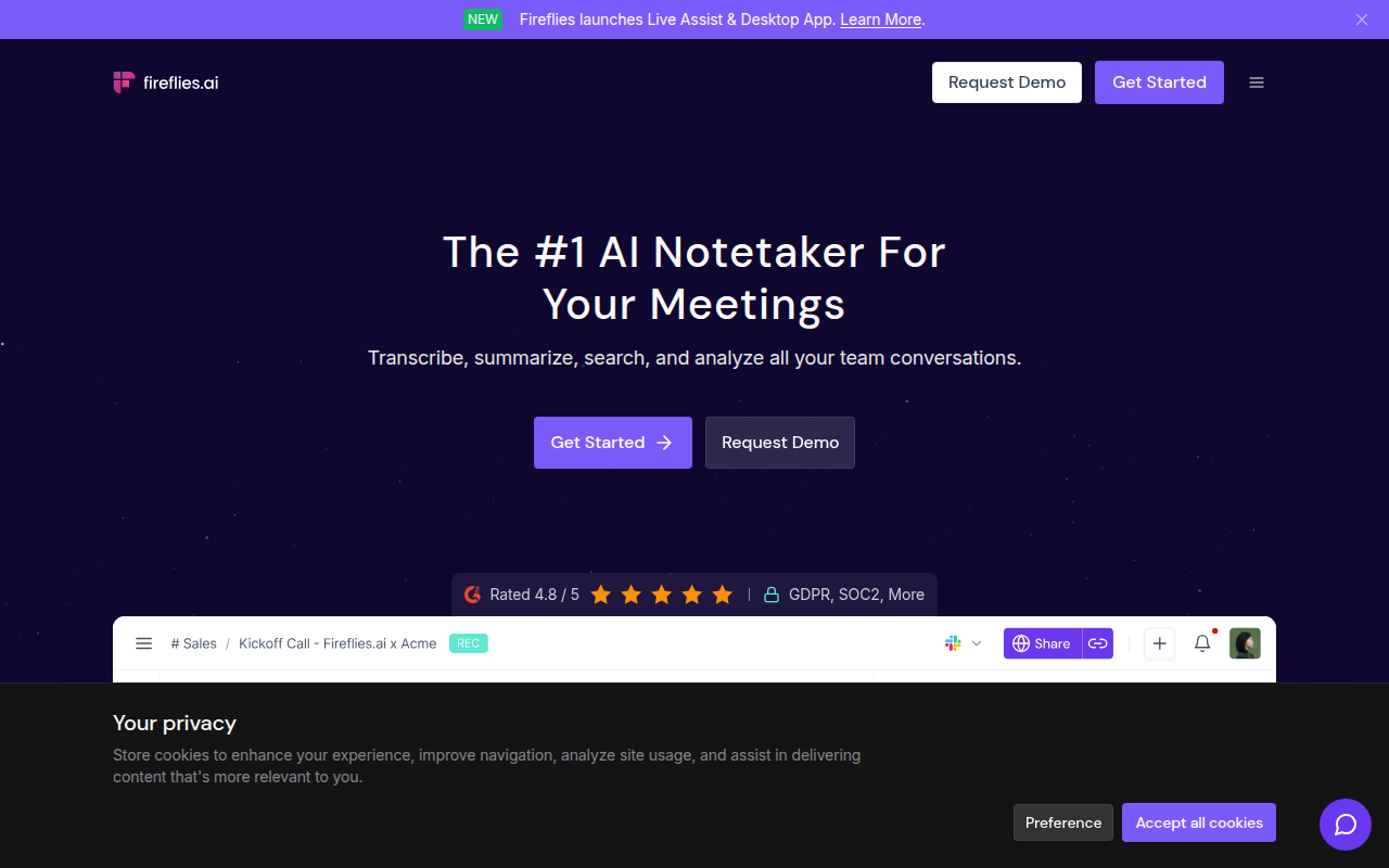 Fireflies.ai product screenshot