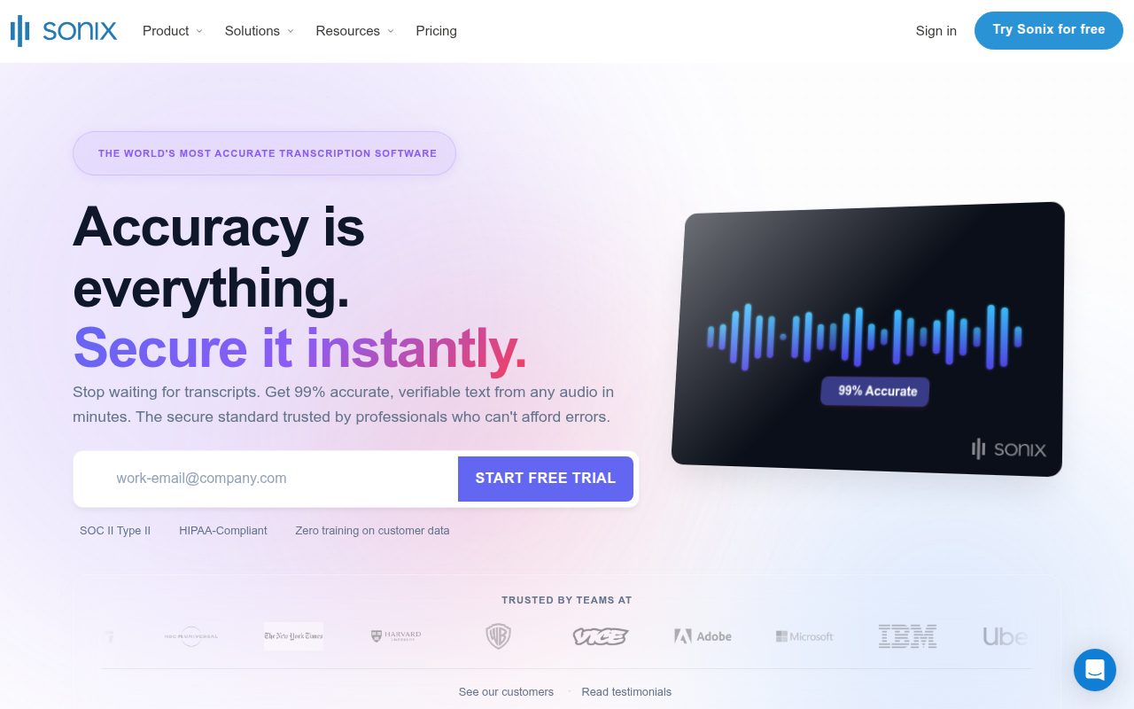 Sonix product screenshot