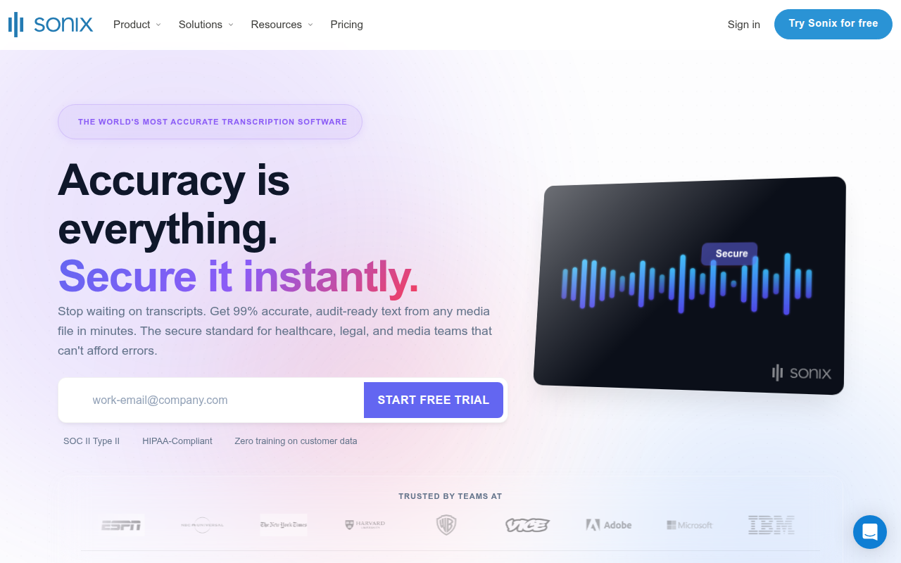 Sonix product screenshot