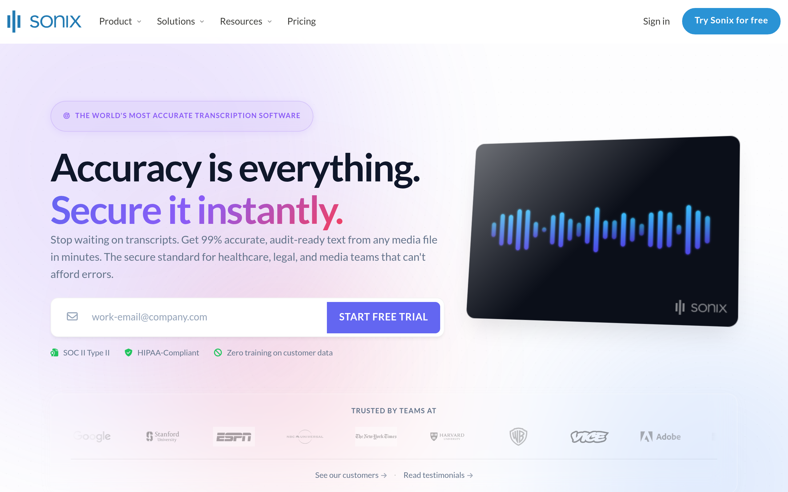 Sonix product screenshot