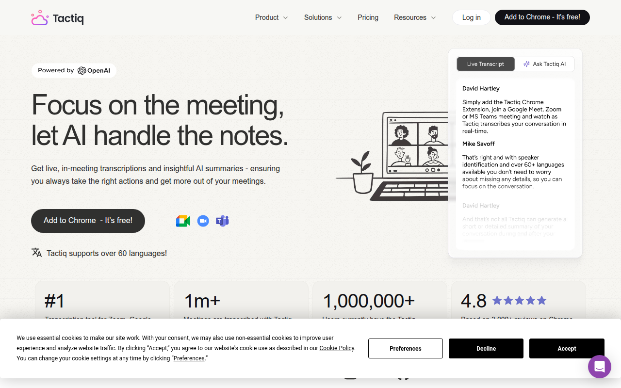 Tactiq product screenshot
