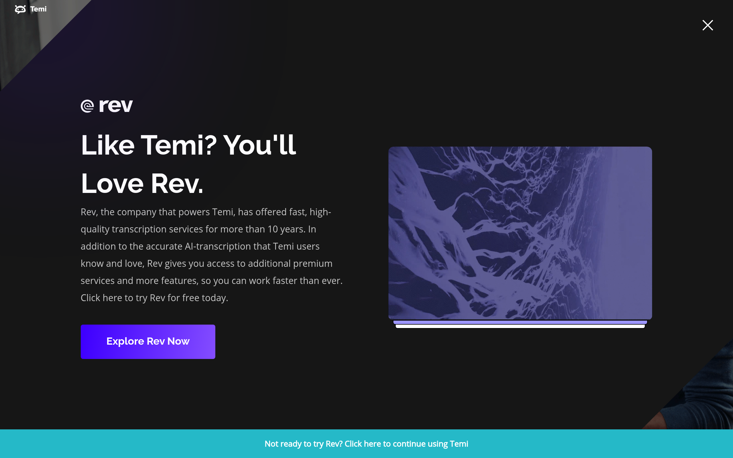 Temi product screenshot