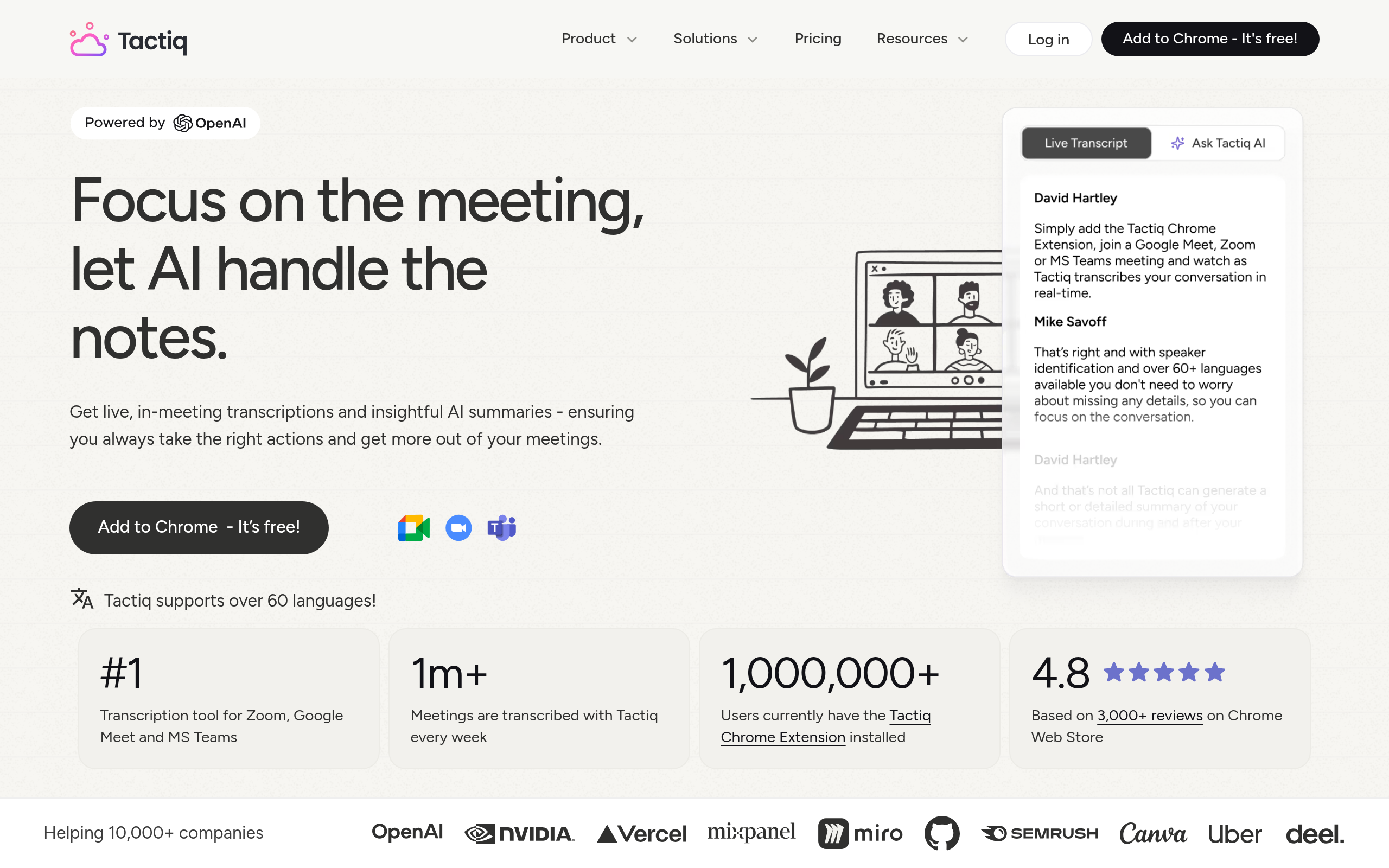 Tactiq product screenshot
