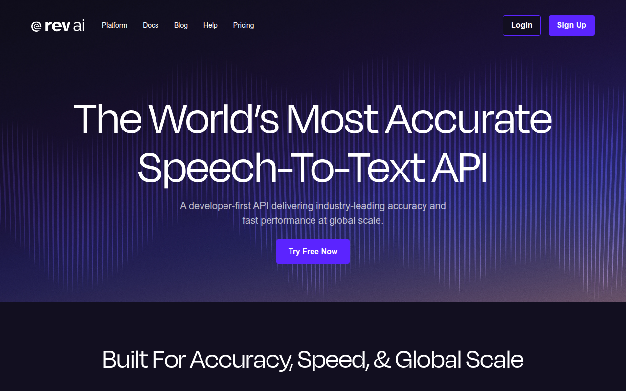 Rev.ai product screenshot