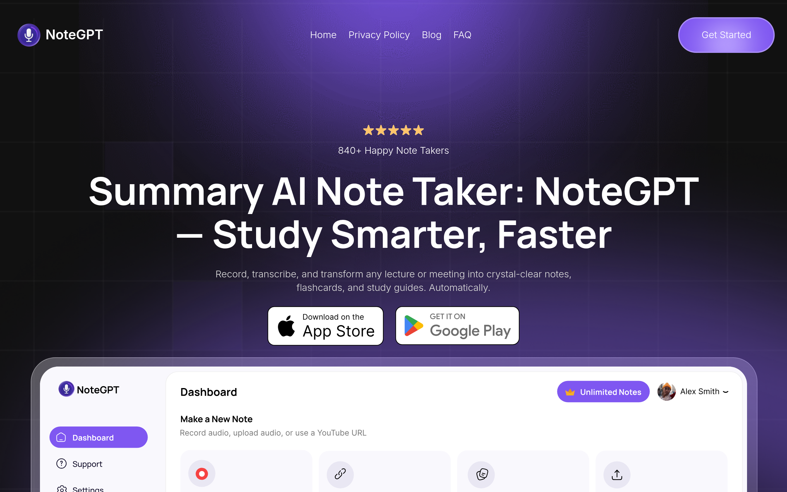 NoteGPT product screenshot