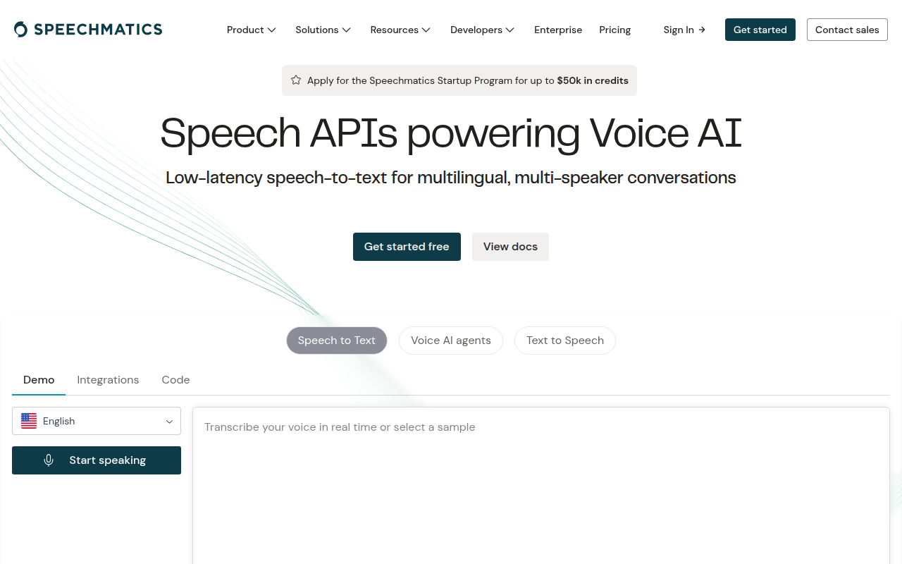 Speechmatics product screenshot