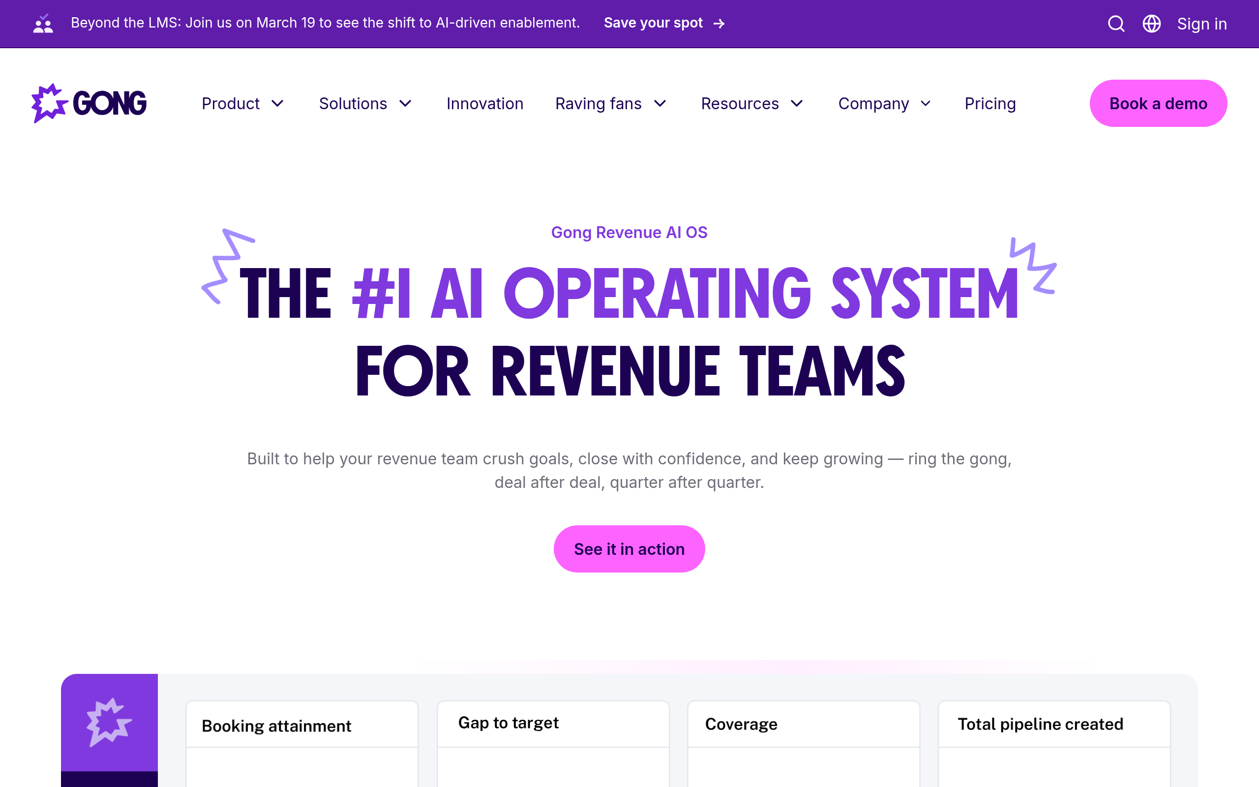Gong.io product screenshot