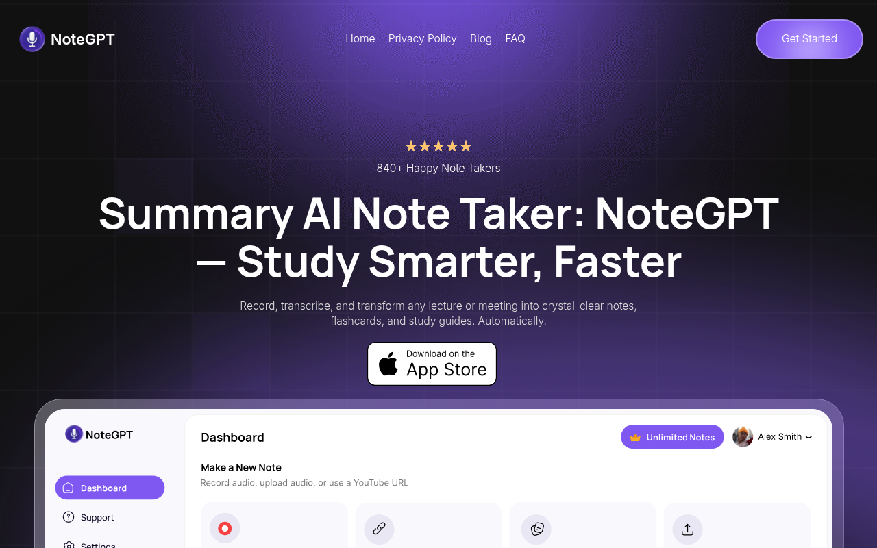 NoteGPT product screenshot