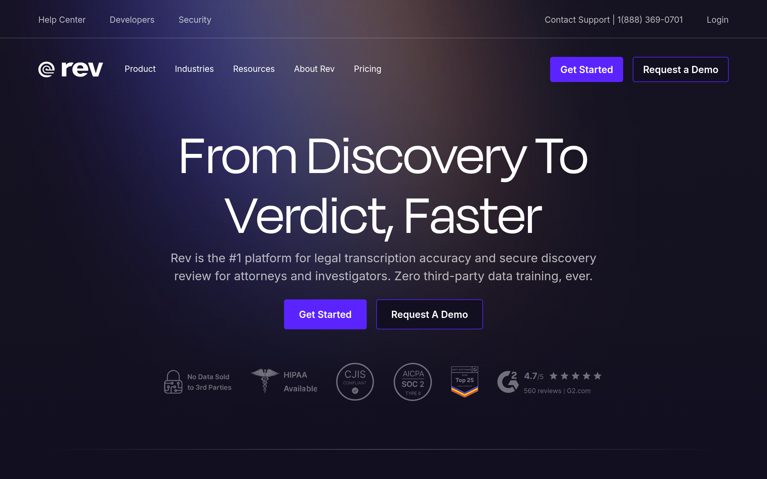 Rev.com product screenshot