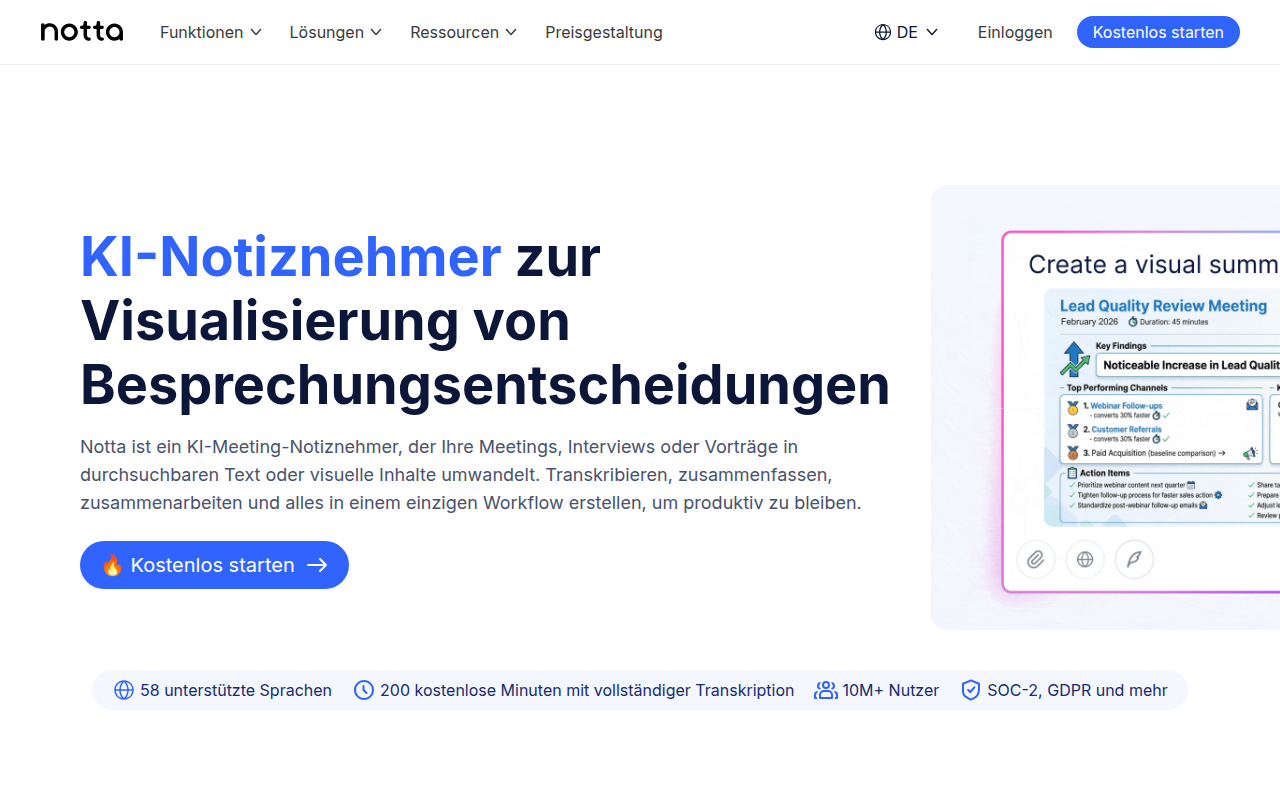 Notta AI product screenshot