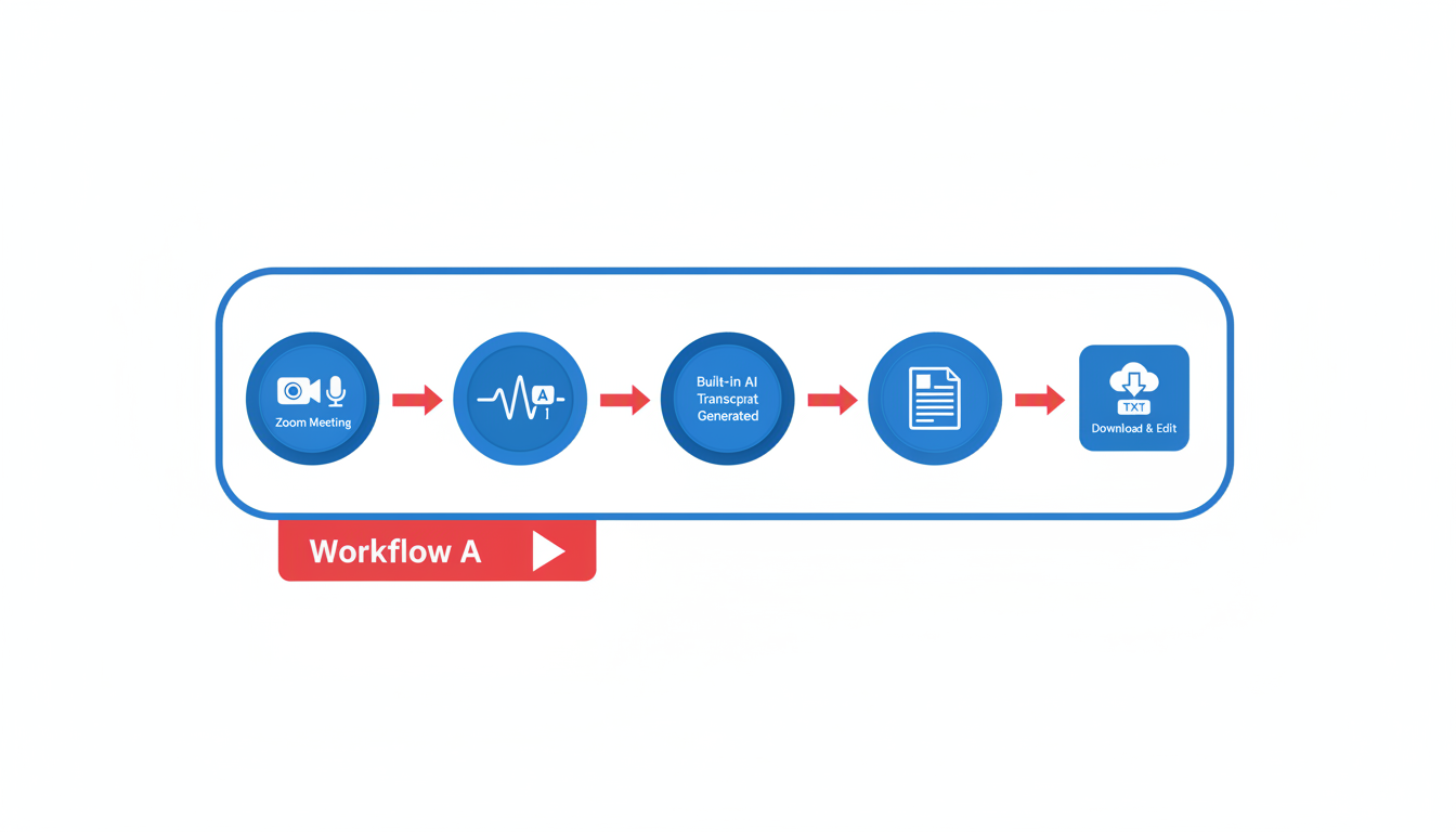 Illustration for Workflow A: Using Zoom's Built-In Transcription