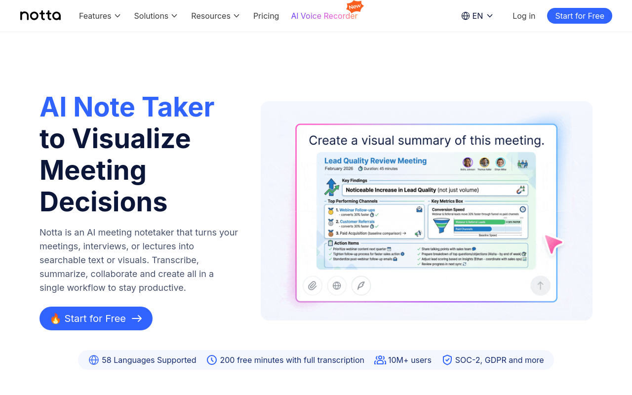 Notta product screenshot