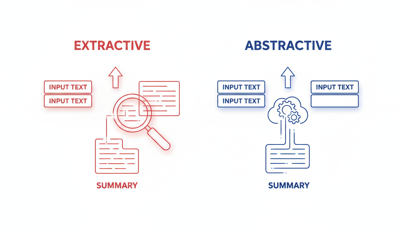 Illustration for Understanding AI Summarization: Extractive vs. Abstractive