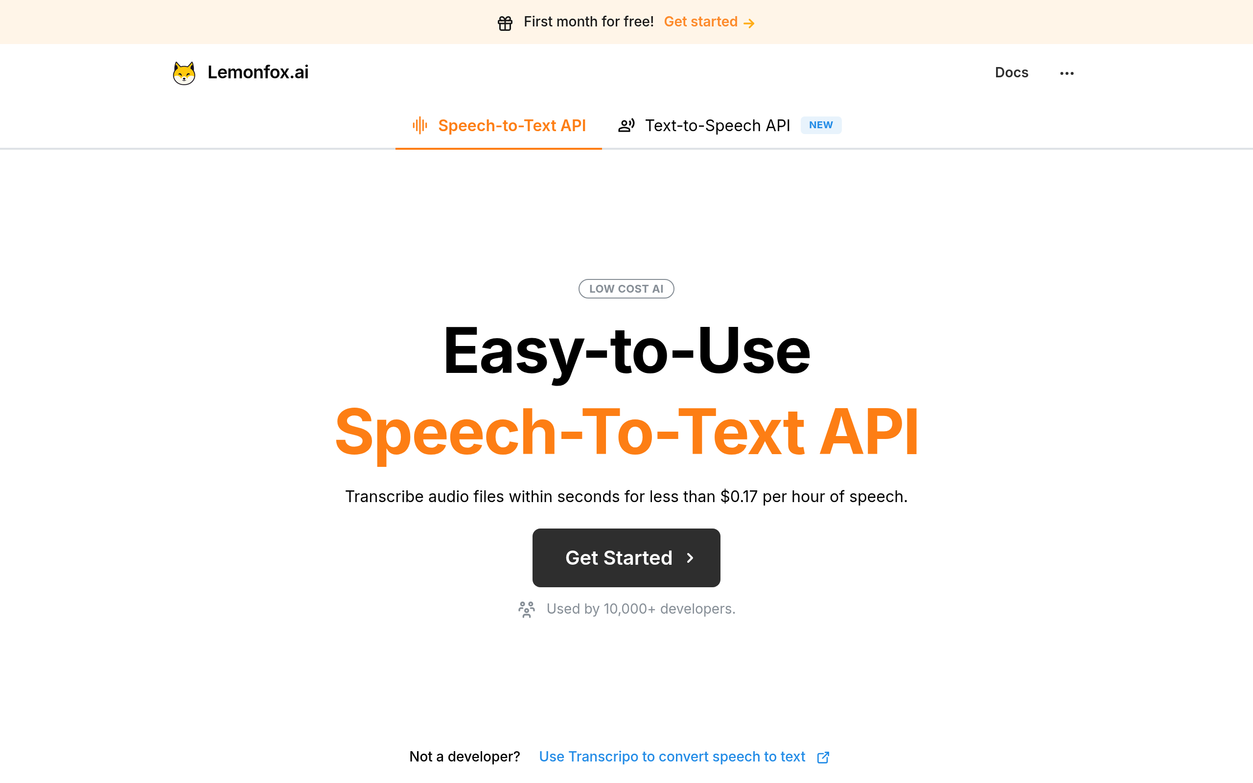 Lemonfox.ai product screenshot